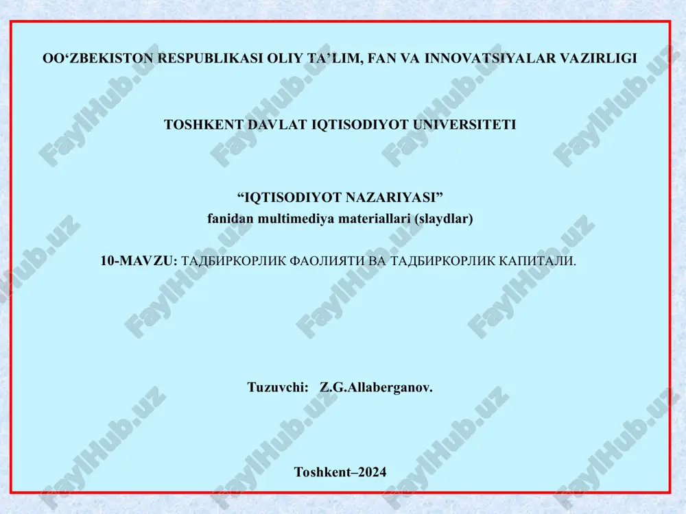 iqtisodiyot nazariyasi — PPT
