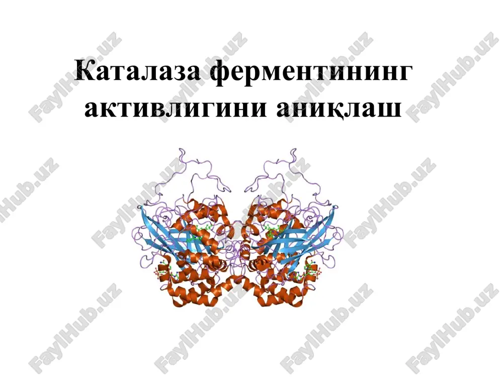 каталаза ферментининг активлигини аниқлаш — PPTX
