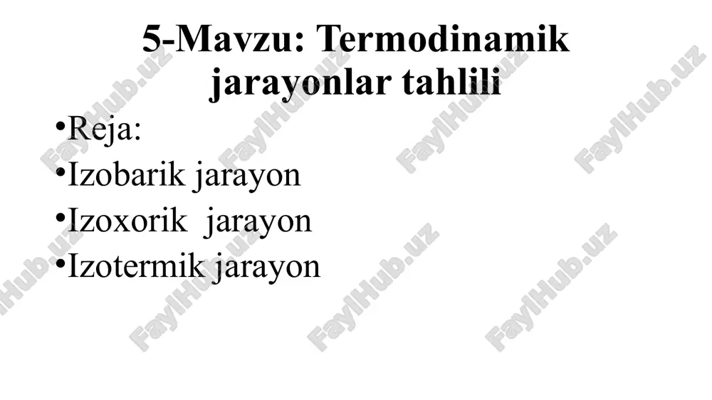 termodinamika jarayonlari tahlili — PPTX