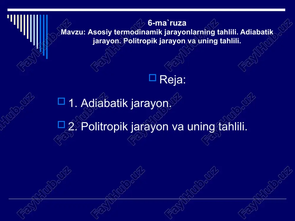 termodinamika ma'ruzasi — PPT