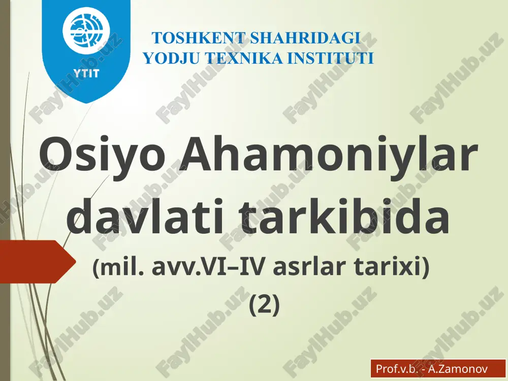 ahamoniylar davri ahamiyatli voqea — PPTX