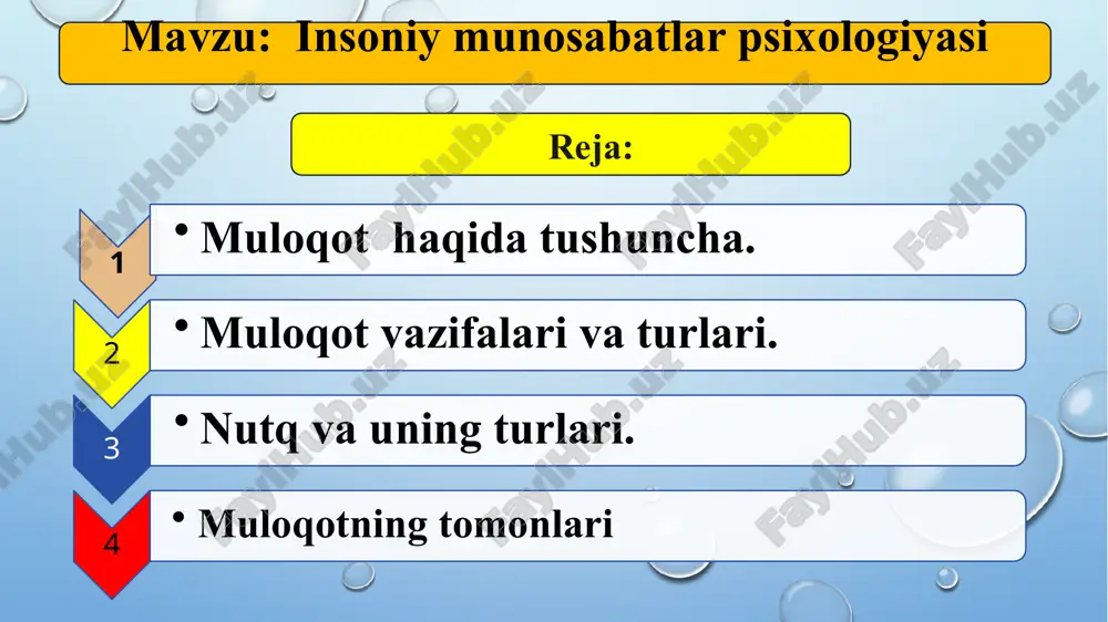 insoniy munosabatlar psixologiyasi — PPTX