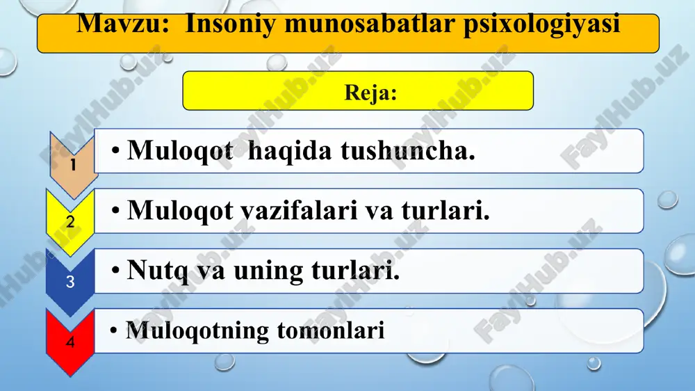 insoniy munosabatlar psixologiyasi — PPT