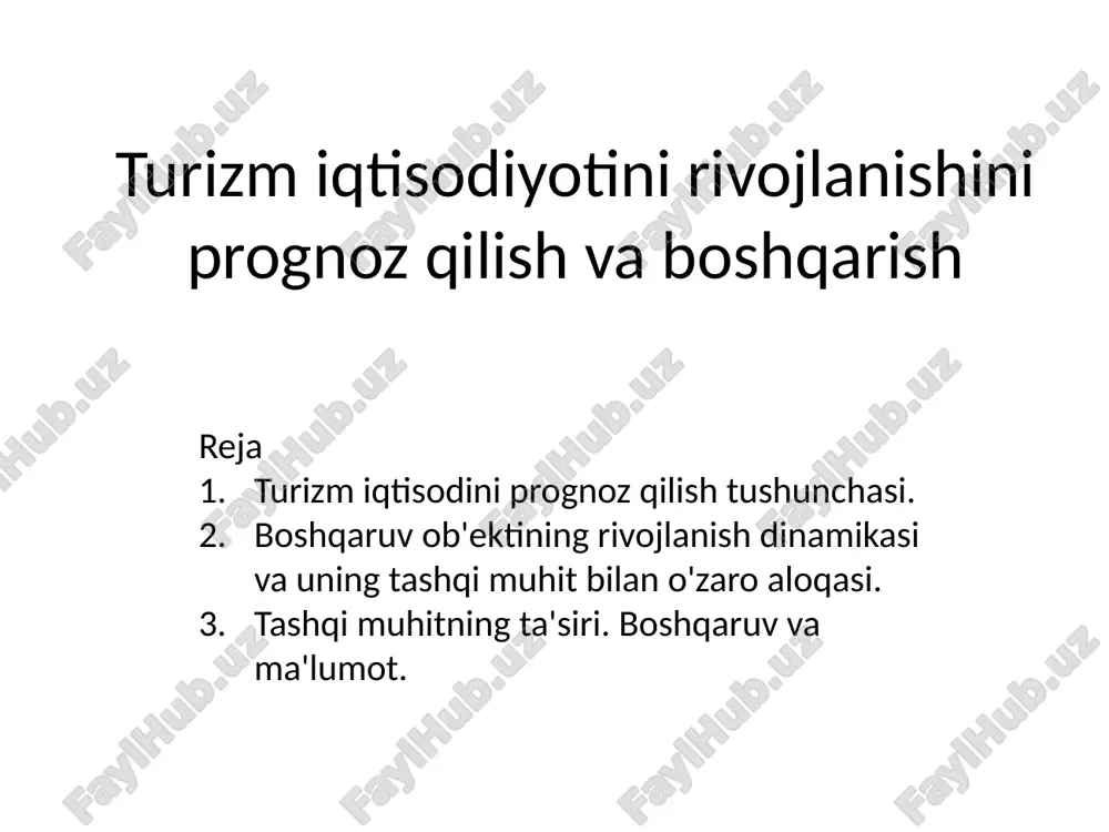 turizm iqtisodiyoti — PPTX