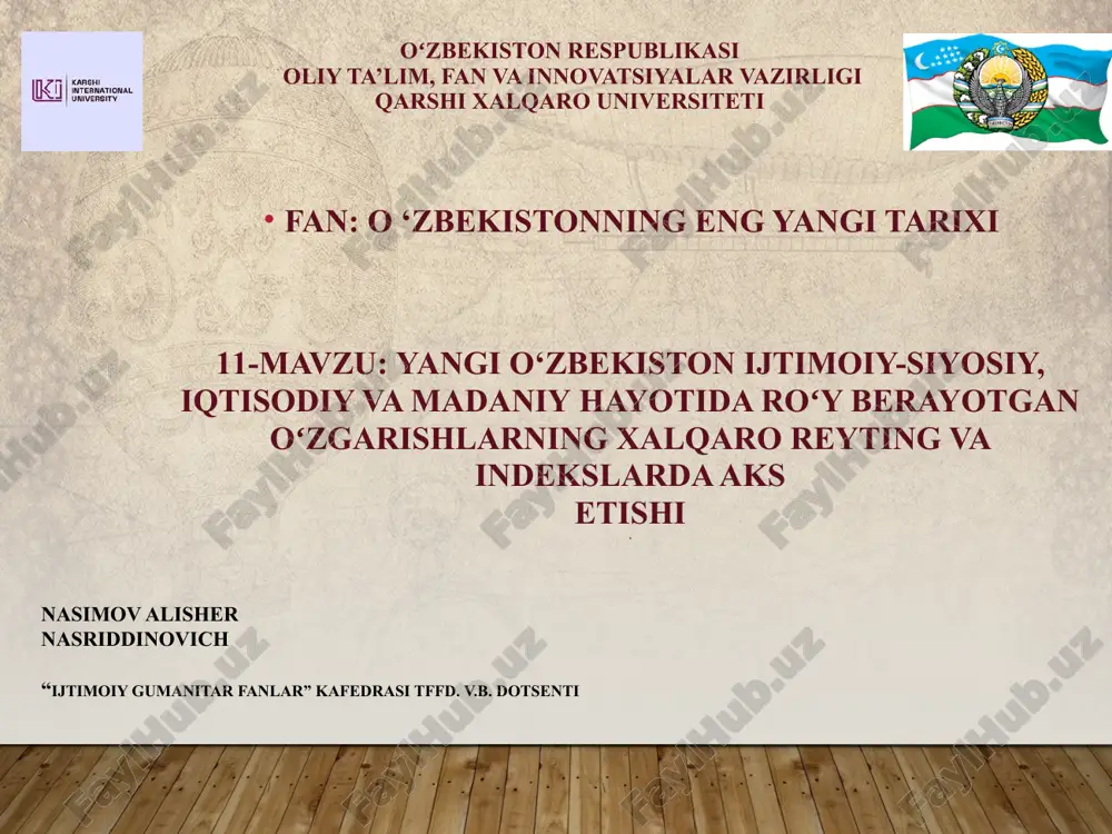 o‘zbekistonning eng yangi tarixi — PPTX