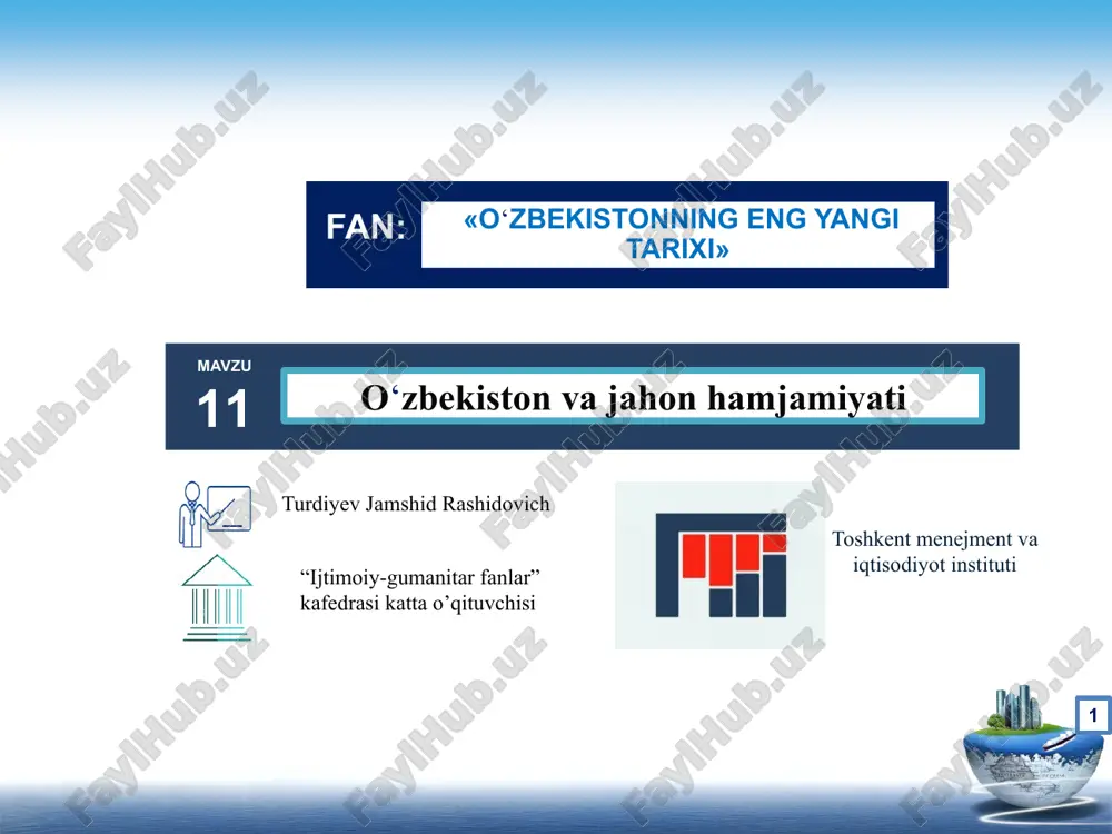 o‘zbekistonning eng yangi tarixi — PPTX