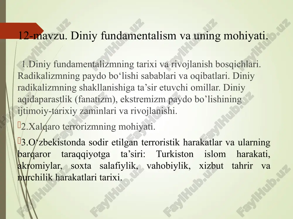 diniy fundamentalizm va uning mohiyati — PPT