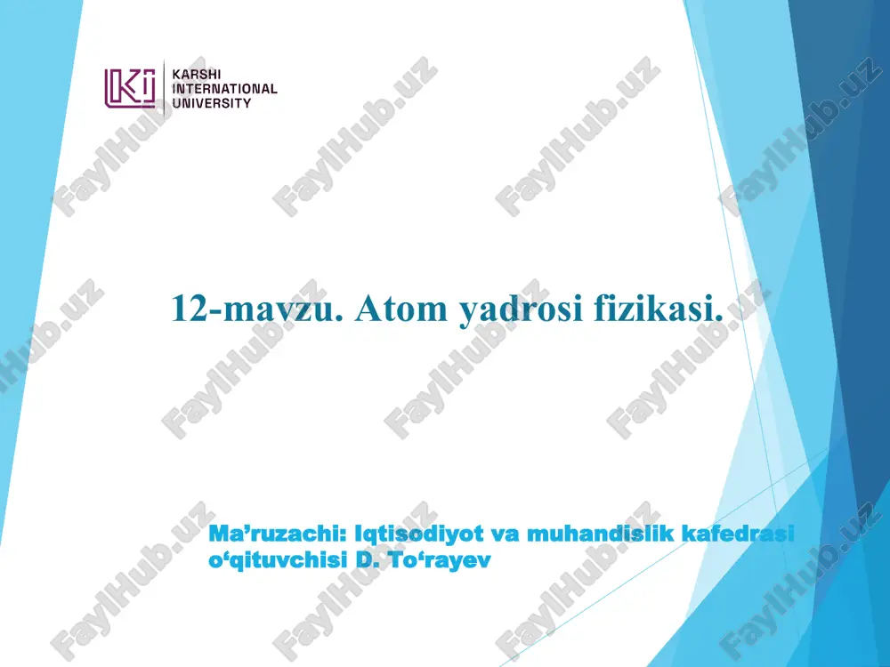 atom yadrosi fizikasi. — PPT