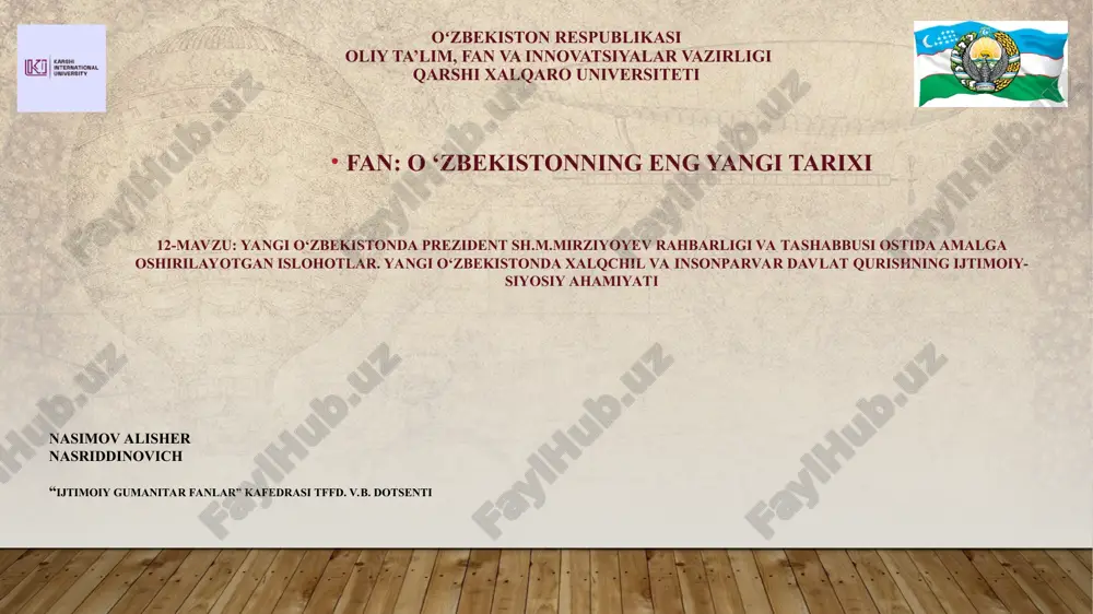 o‘zbekistonning eng yangi tarixi — PPT