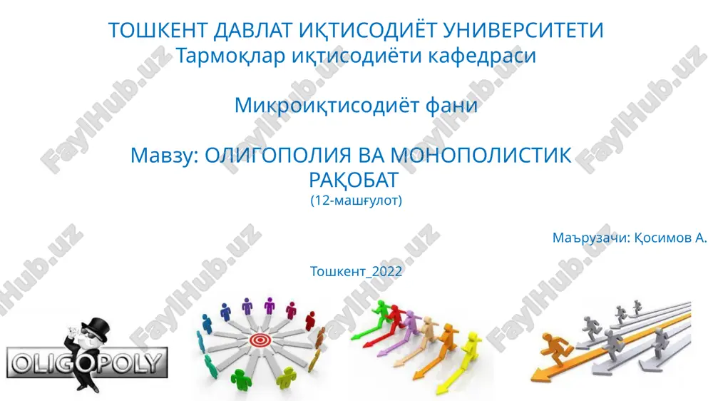 oligopoliya va monopolistik raqobat — PPTX
