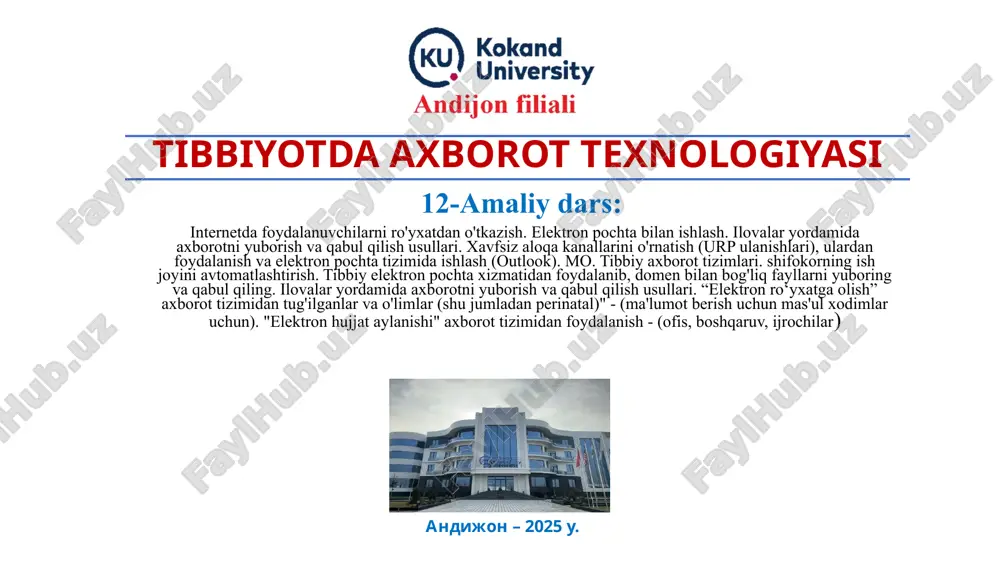 tibbiyotda axborot texnologiyasi — PPTX