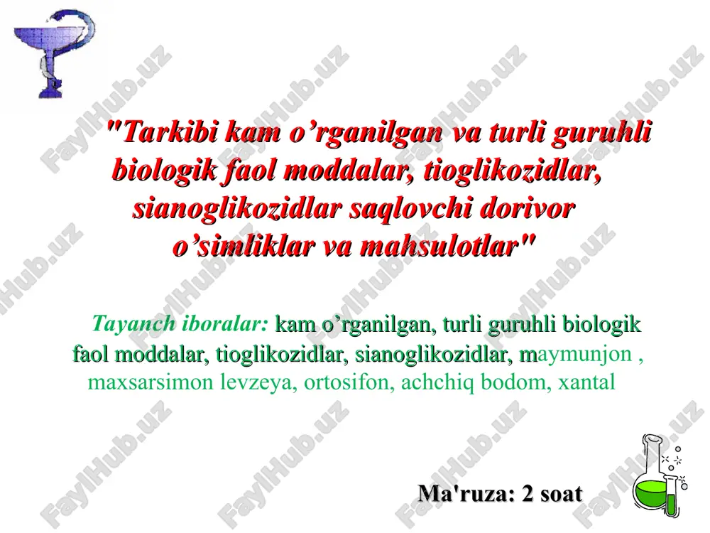 dorivor o’simliklar va mahsulotlar — PPT