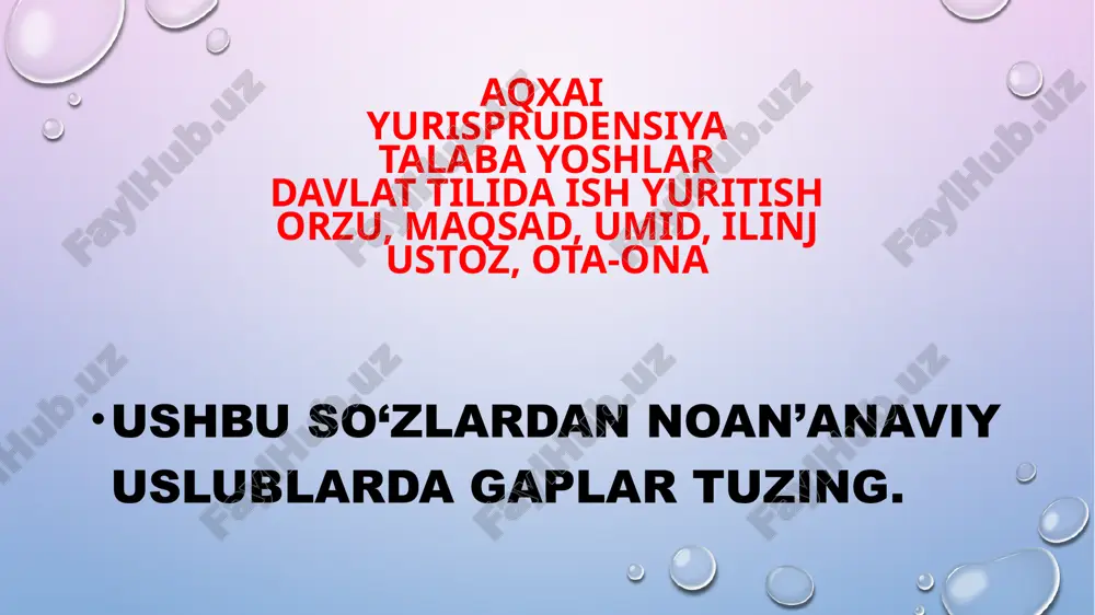 yurisprudensiya talabalari uchun esse janri — PPTX