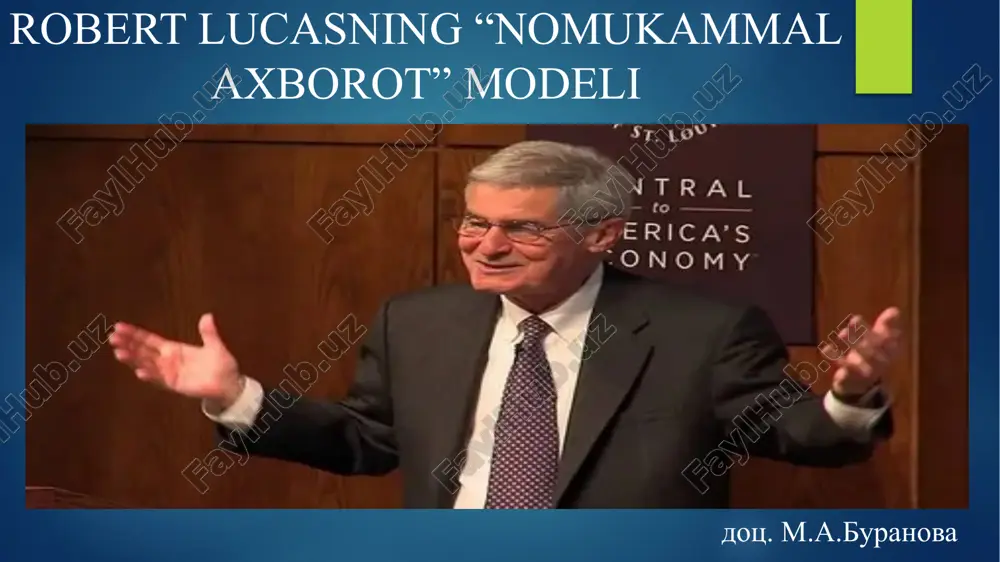 robert lucasning “nomukammal axborot” modeli — PPTX