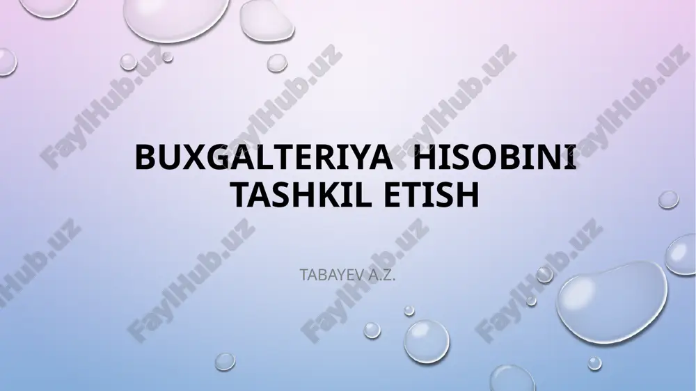buxgalteriyahisobini tashkil etish — PPTX