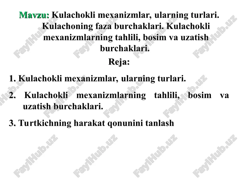 kulachokli mexanizmlar — PPT