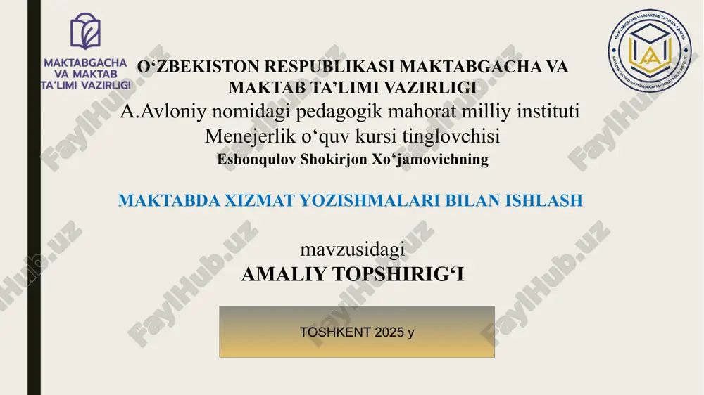 maktabda hizmat yozishmalari bilan ishlash — PPTX
