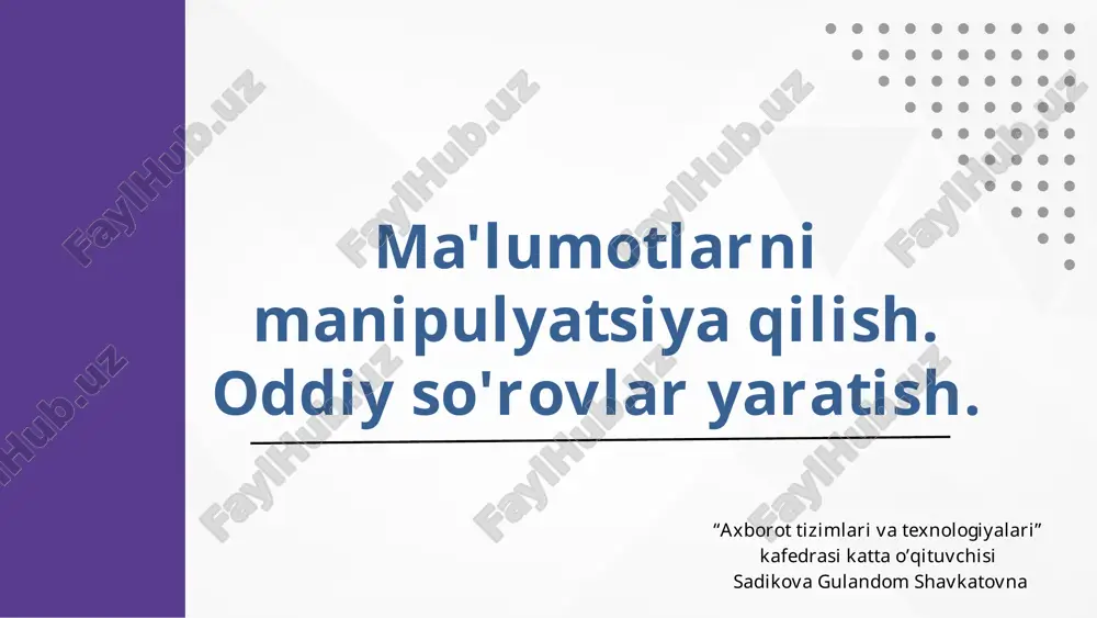 ma'lumotlar manipulyatsiyasi — PPTX