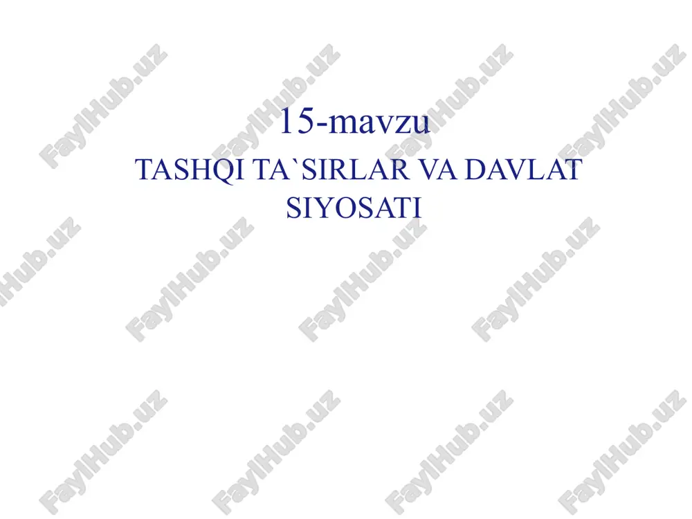 tashqi ta’sirlar va bozor samarasizligi — PPTX