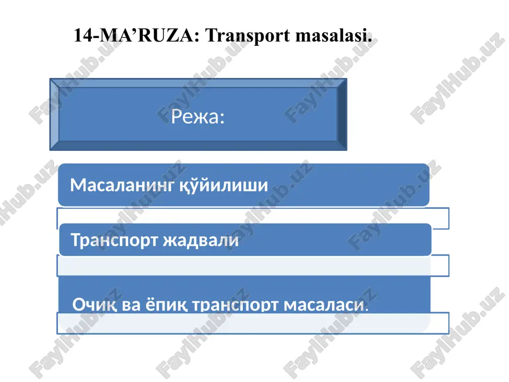 transport masalasi — PPTX