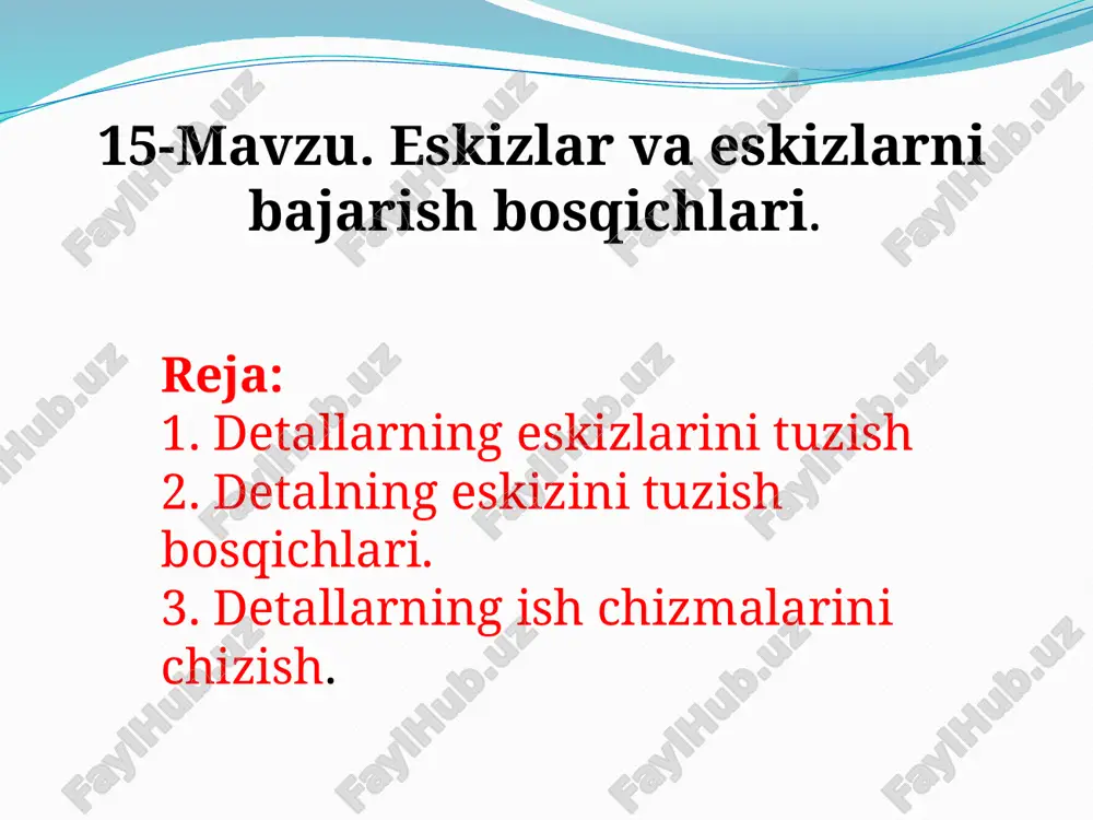 eskizlar va eskizlarni bajarish bosqichlari — PPTX
