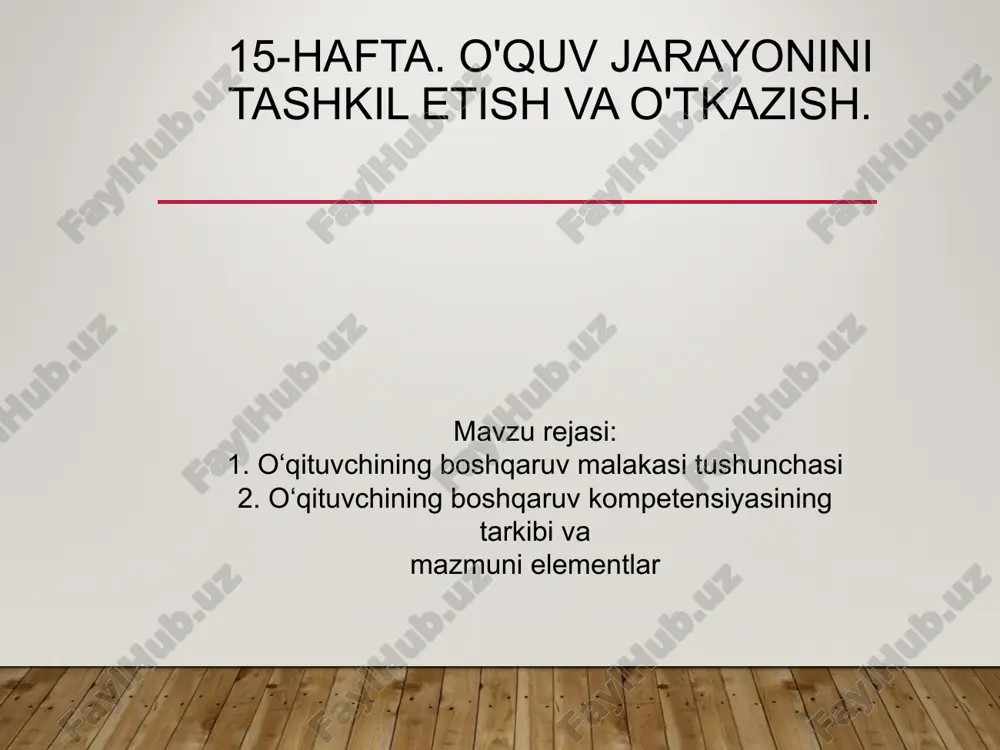 o'quv jarayonini tashkil etish va o'tkazish — PPT