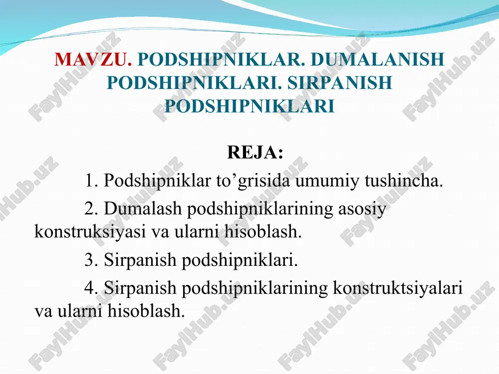 podshipniklar mavzusidagi mahsulot — PPT