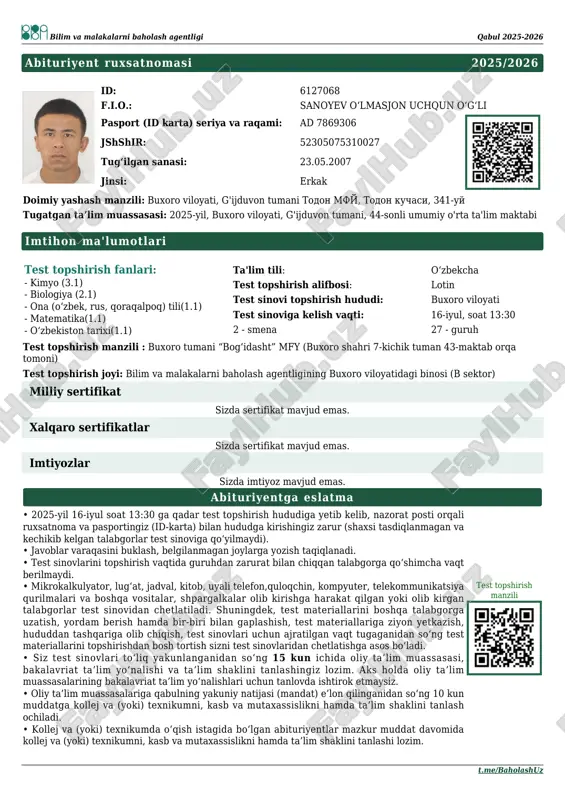 bilim va malakalarni baholash agentligi — PDF