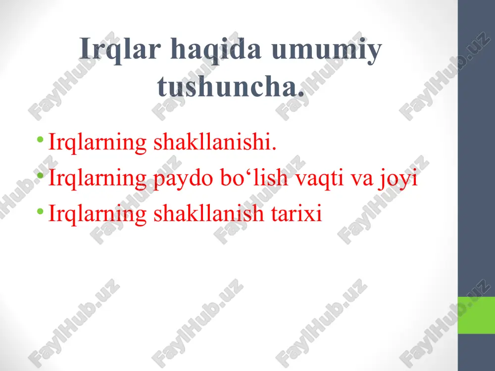 irqlar haqida umumiy tushuncha — PPT
