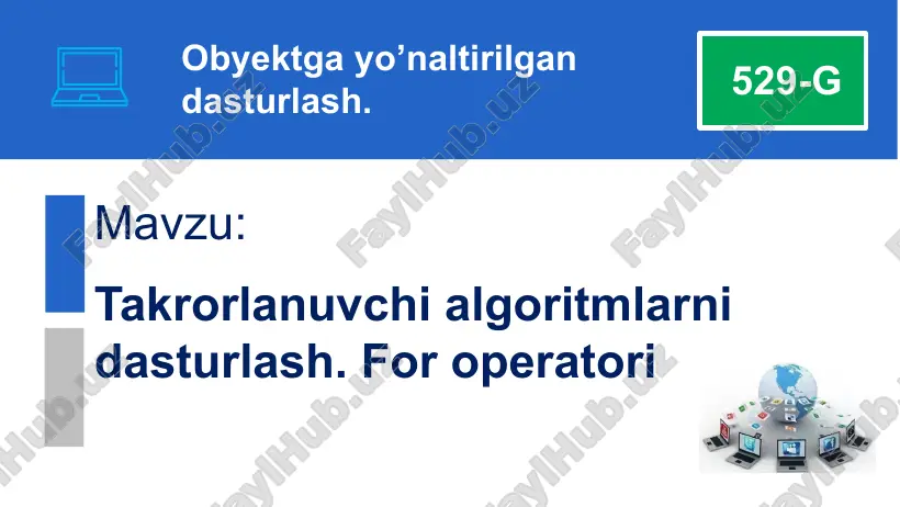 obyektga yo’naltirilgan dasturlash — PPTX