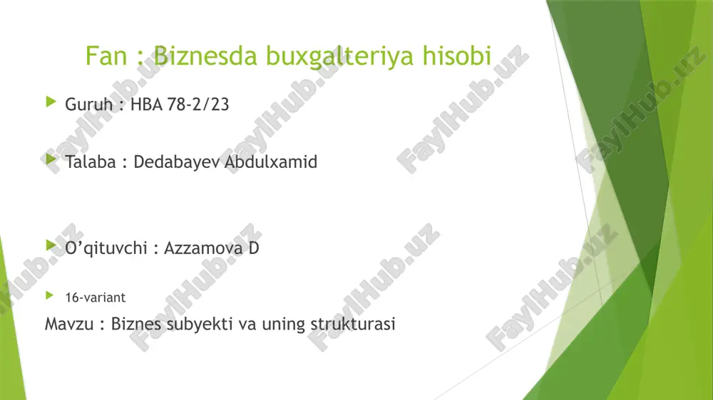 biznesdabuxgalteriyahisobi — PPTX