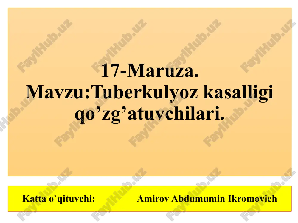 tuberkulyoz kasalligi qo'zg'atuvchilari — PPTX