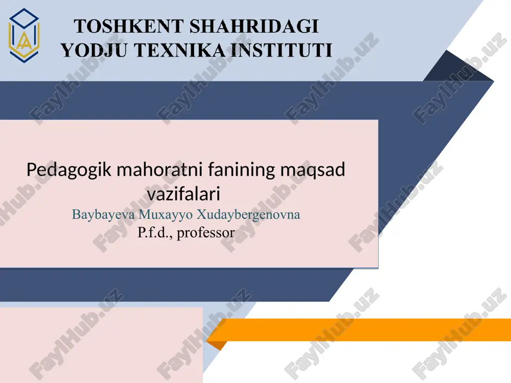 pedagogik mahorat — PPT