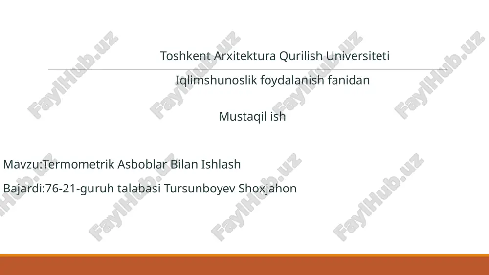 termometrik asboblar bilan ishlash — PPTX