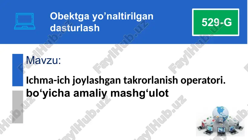 obektga yo'naltirilgan dasturlash — PPTX