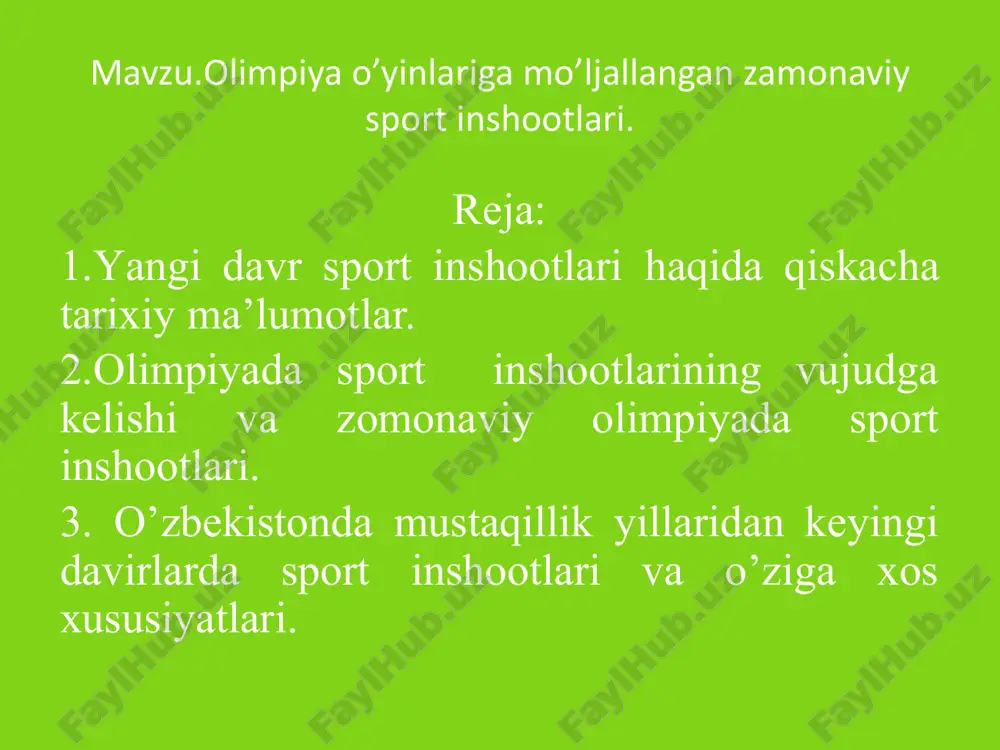 zamonaviy sport inshootlari — PPTX