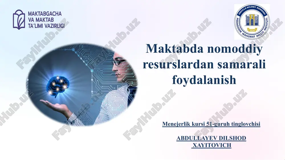 maktabdan oliy resurslardan samarali foydalanish — PPTX