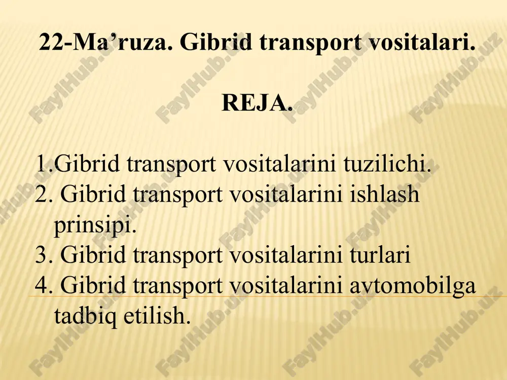 gibrid transport vositalari — PPTX