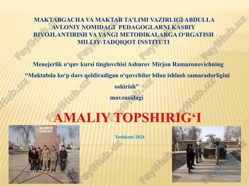 managerlik o'quv kursi topshiriqlari — PPTX