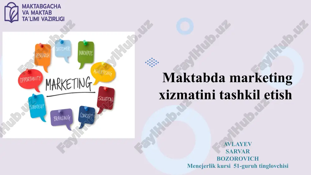 maktabda marketing xizmatini tashkil etish — PPTX