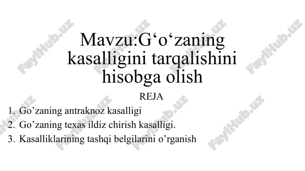 go'zaning kasalligini tarqalishini hisobga olish — PPTX