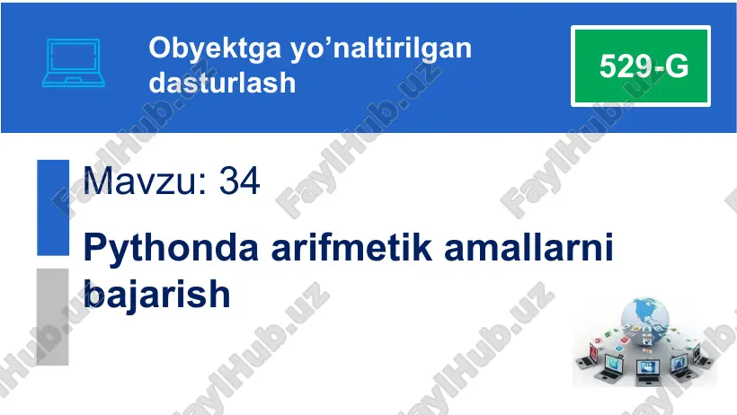 pythonda arifmetik amallar — PPTX