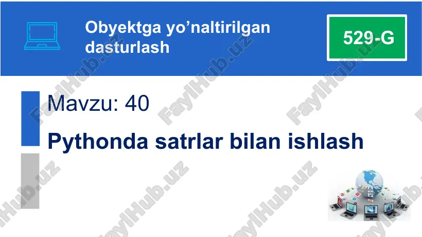 satrlar bilan ishlash — PPTX