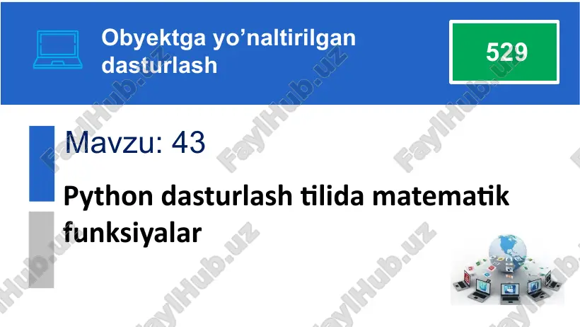 pythondasturlashtilidamatematikfunksiyalar — PPTX