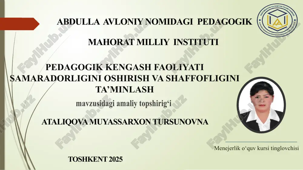 pedagogik kengash faoliyati samaradorligini oshirish va shaffofligini ta’minlash — PPTX