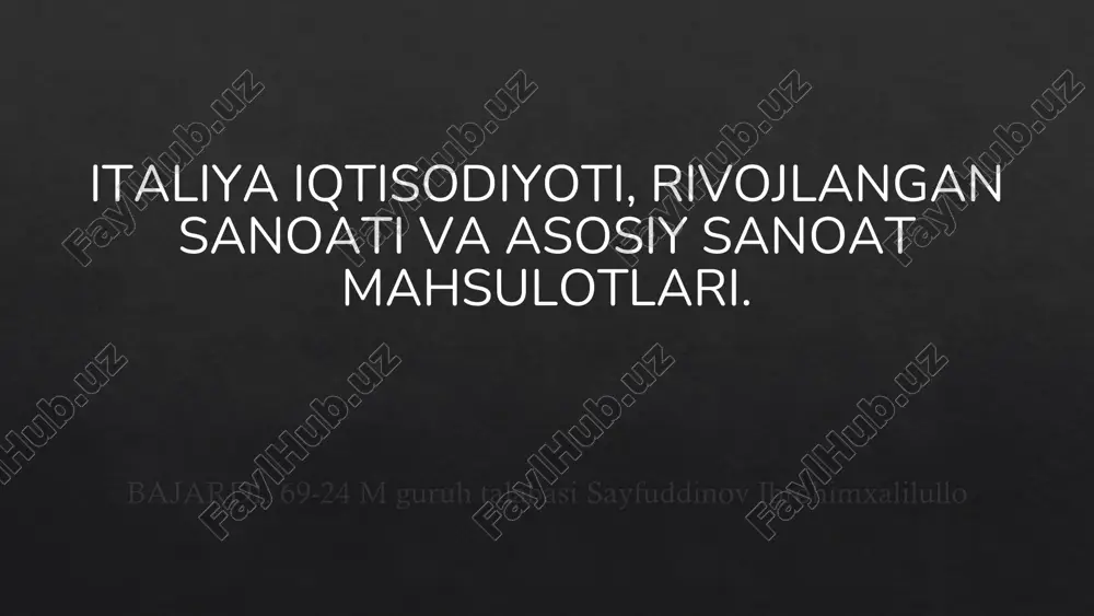 italiya iqtisodiyoti — PPTX