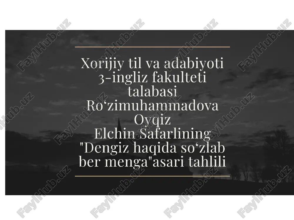 dengiz haqida so‘zlab ber menga — PPTX
