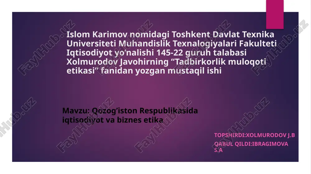 "tadbirkorlik muloqot etikasi" — PPTX