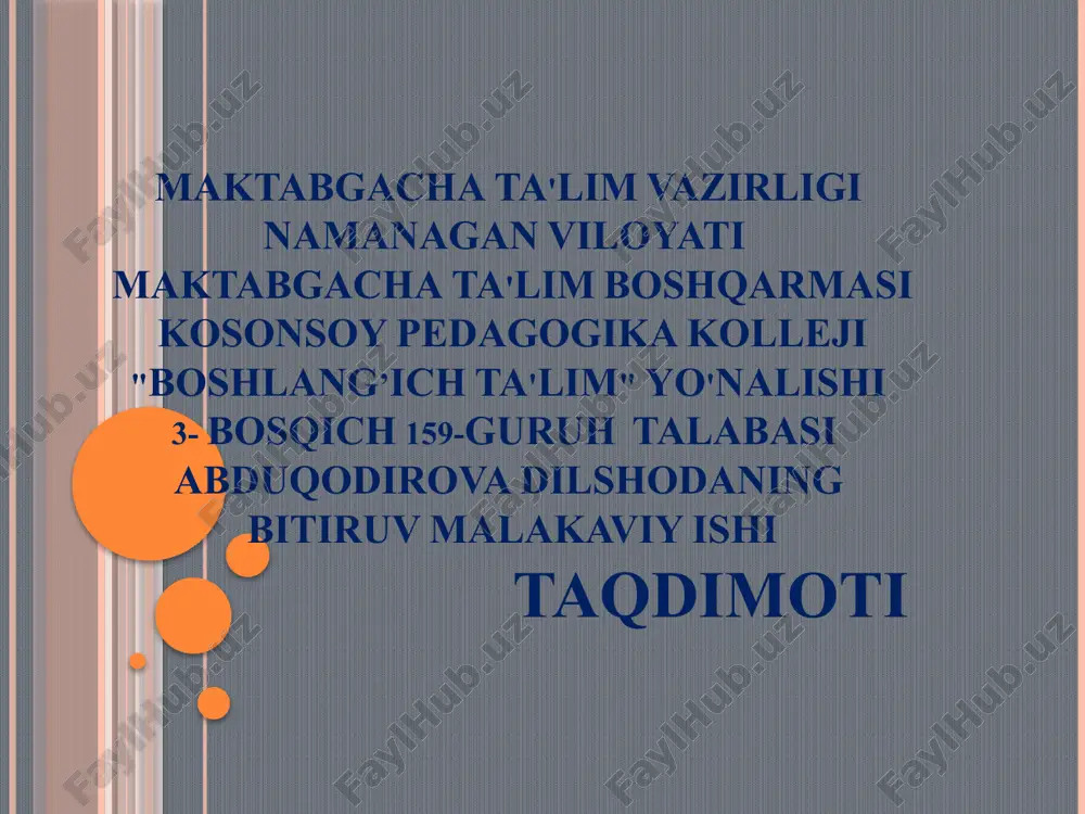 bitiruv malakaviy ishi taqdimoti — PPTX