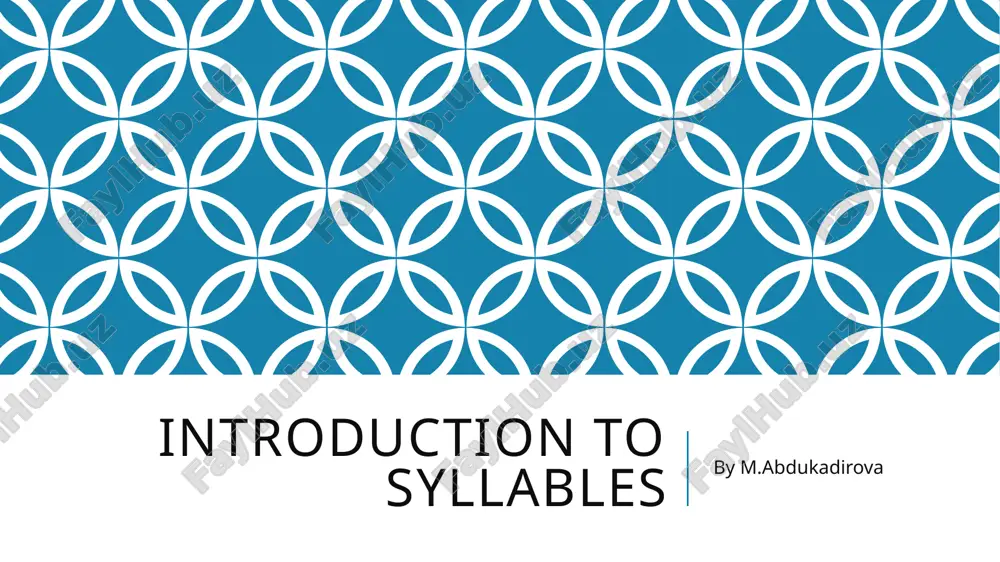introduction to syllables — PPTX